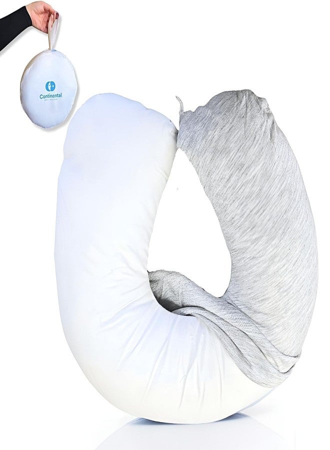 Continental Bedding - Travel Neck Pillow - U Shaped 13x11 Inch - Polyester Fill - Removable Gray Viscose Derived from Bamboo Cover in Travel Case - Image 1