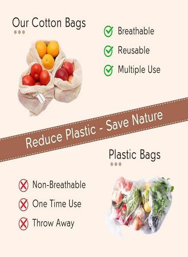 Swimero 100% Cotton Reusable Vegetable Bags for Fridge | Eco-Friendly Storage Bags | Washable Breathable Cloth Bags for Vegetables | Plastic-Free Kitchen Organizer (5) - Image 5