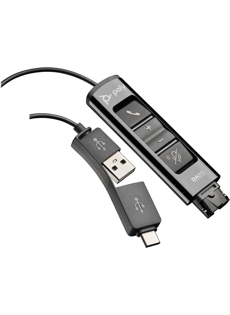 Poly Poly  DA85 USBAUSBC digital adapter Plantronics  Works with Poly Call Center Quick Disconnect QD Headsets  Acoustic Hearing Protection Works with Avaya GenesysCisco call center platforms 