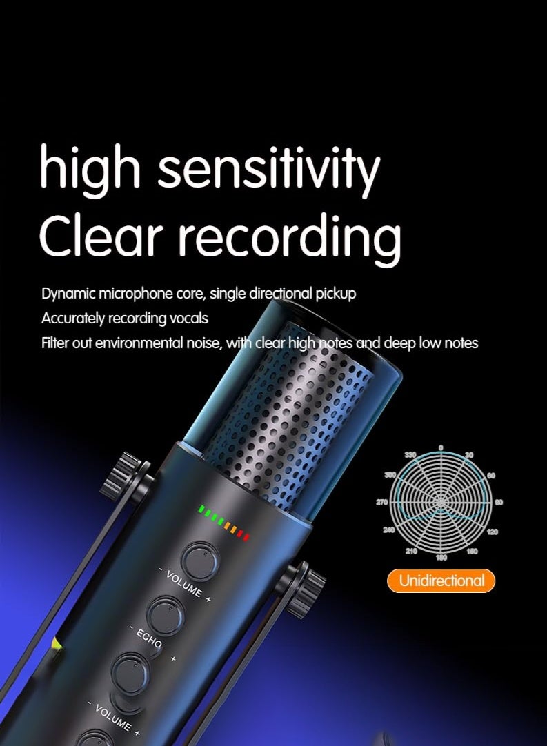 Arabest USB/XLR Dynamic Microphone for Podcasting, Gaming Streaming Mic with RGB Light, Mute Button, Noise Cancellation, Desktop Stand - Image 4