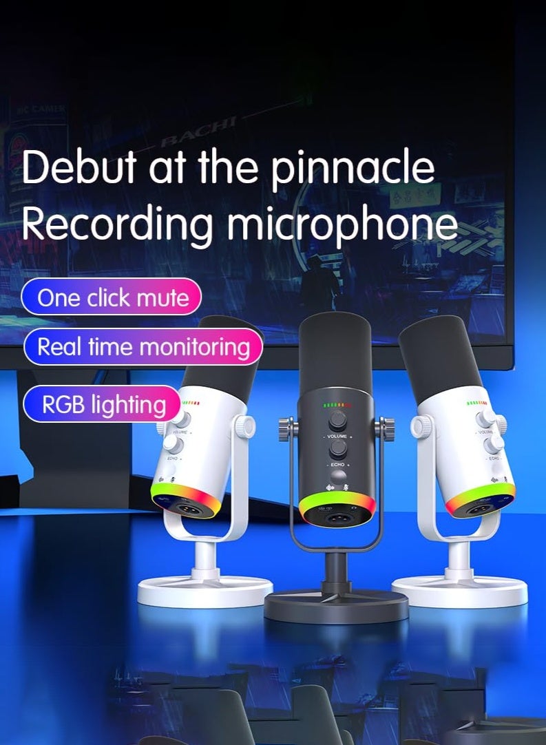 Arabest USB/XLR Dynamic Microphone for Podcasting, Gaming Streaming Mic with RGB Light, Mute Button, Noise Cancellation, Desktop Stand - Image 2