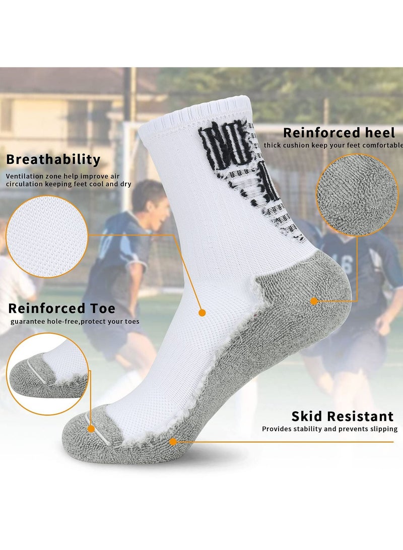 SYOSI Non Slip Grip Socks, Black White Football Sports Trainer Socks for Men 9-12 Anti Blister Cushioned Breathable Comfortable Basketball Tennis Athletic Socks with Rubber Dots  - Image 4
