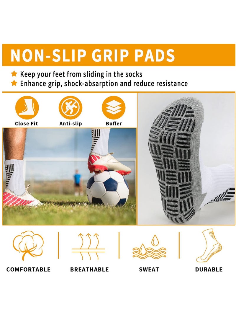 SYOSI Non Slip Grip Socks, Black White Football Sports Trainer Socks for Men 9-12 Anti Blister Cushioned Breathable Comfortable Basketball Tennis Athletic Socks with Rubber Dots  - Image 3
