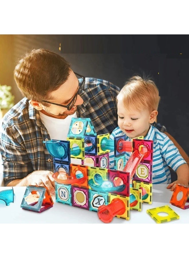 Hedge Magnetic Tiles Toys for Kids, Starter Set 3D Magnet Building Blocks Construction Playboards, STEM Learning Educational Toddlers Toy Gift for 3+ Year Old Boys and Girls - Image 1