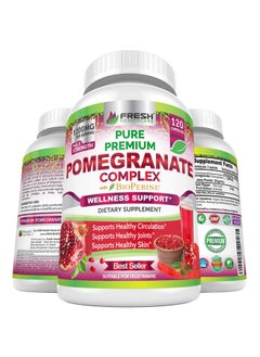 Premium Pomegranate Juice Powder Supplement 1200mg, Supports Healthy Blood Pressure, Joints, Skin & Anti Aging with Bioperine Black Pepper, Powerful Antioxidant with Vitamin C & K, 120 Vegan Capsules