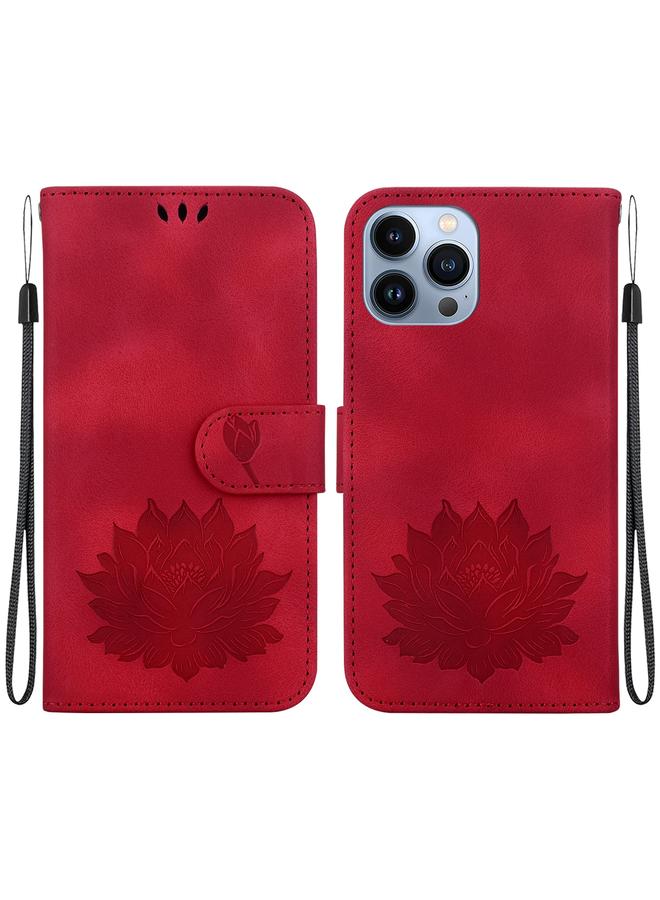 erorex Case For iPhone 15 Pro Max Lotus Embossed Leather Phone Case  - Image 1
