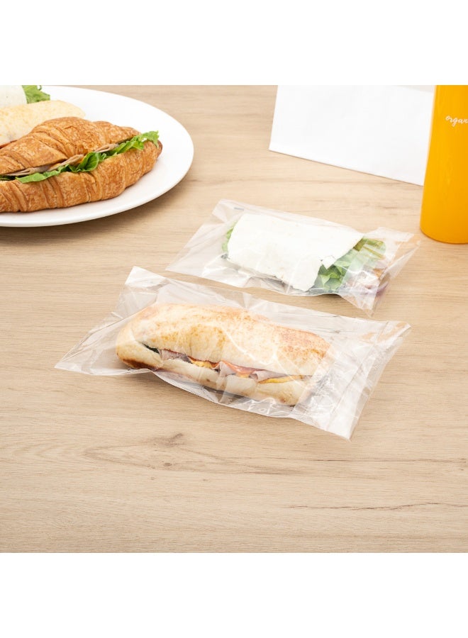 Restaurantware 9 x 6 Inch Treat Bags, 100 Microwavable Cookie Bags - Lip And Tape Design, Heat-Resistant, Clear Plastic Resealable Bakery Bags, Grease-Resistant, For Candy, Nuts, And Party Favors - Image 4