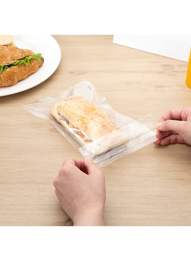 Restaurantware 9 x 6 Inch Treat Bags, 100 Microwavable Cookie Bags - Lip And Tape Design, Heat-Resistant, Clear Plastic Resealable Bakery Bags, Grease-Resistant, For Candy, Nuts, And Party Favors - Image 5