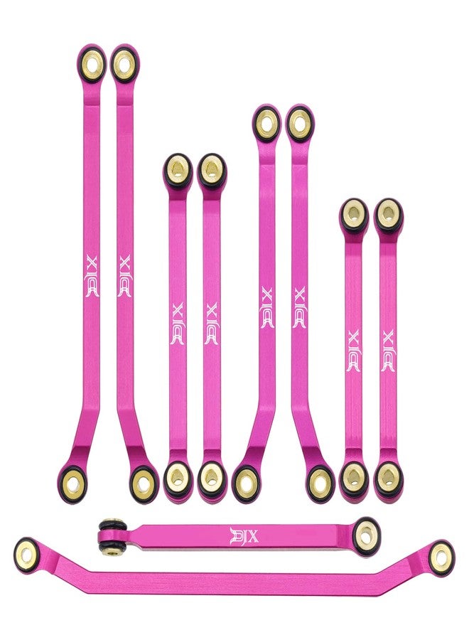 DJX 10PCS Aluminum High Clearance Links Set Front and Rear Link with Steering Link for Redcat Ascent-32 1/32 Scale RC Rock Crawler Car Upgrades Parts (Pink) - Image 1