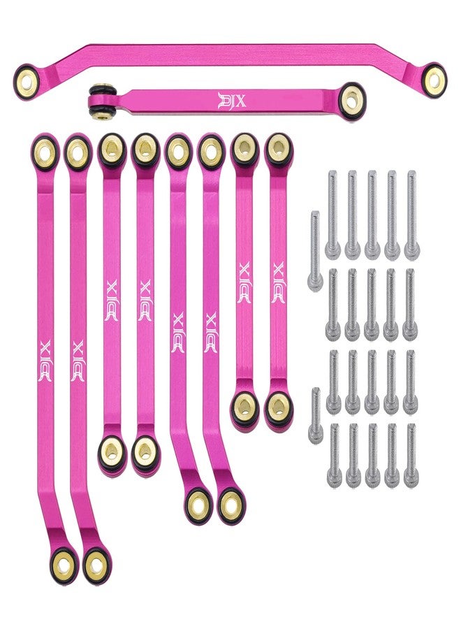 DJX 10PCS Aluminum High Clearance Links Set Front and Rear Link with Steering Link for Redcat Ascent-32 1/32 Scale RC Rock Crawler Car Upgrades Parts (Pink) - Image 2