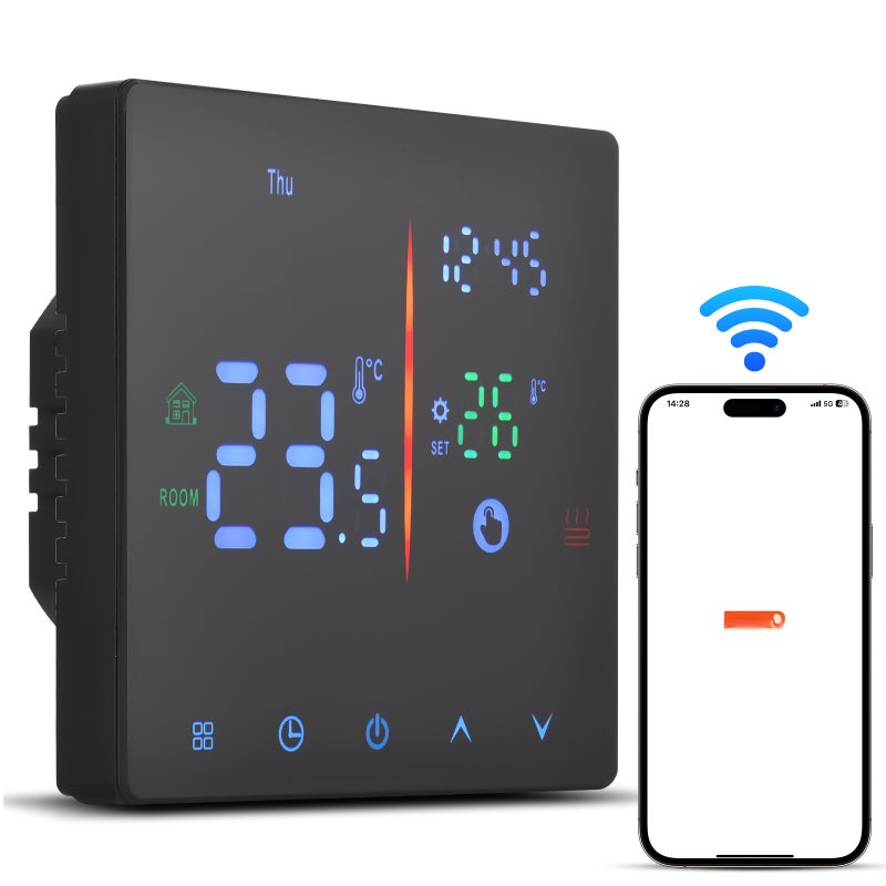 Smart Thermostat for Home WiFi Weekly Programmable Digital Thermostat Manual/Automatic Mode Tuya APP Control LCD Display Temperature Controller Digital Intelligent Thermostat for Electric Heating - Image 1