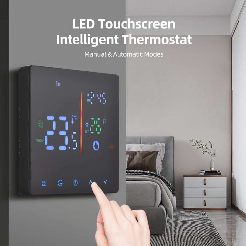 Smart Thermostat for Home WiFi Weekly Programmable Digital Thermostat Manual/Automatic Mode Tuya APP Control LCD Display Temperature Controller Digital Intelligent Thermostat for Electric Heating - Image 2