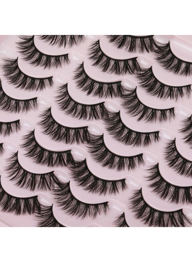 JIMIRE Wispy Faux Mink Cat Eye Lashes Fluffy Crossed Volume False Eyelashes Natural Look Handmade Premium Quality Reusable 16 Pairs Pack - Image 2