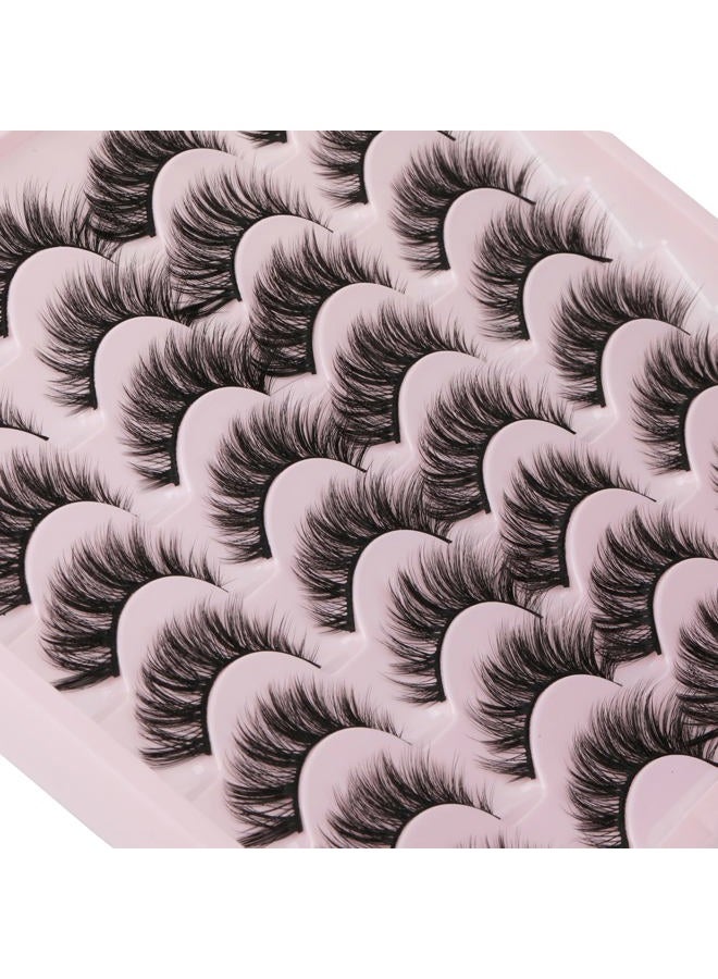 JIMIRE Wispy Faux Mink Cat Eye Lashes Fluffy Crossed Volume False Eyelashes Natural Look Handmade Premium Quality Reusable 16 Pairs Pack - Image 4