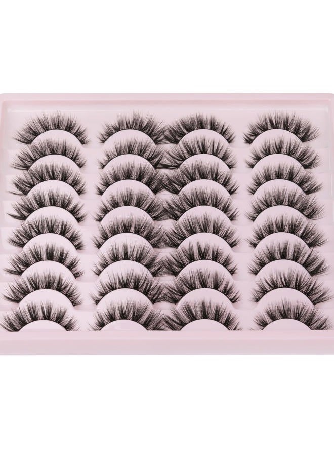 JIMIRE Wispy Faux Mink Cat Eye Lashes Fluffy Crossed Volume False Eyelashes Natural Look Handmade Premium Quality Reusable 16 Pairs Pack - Image 1