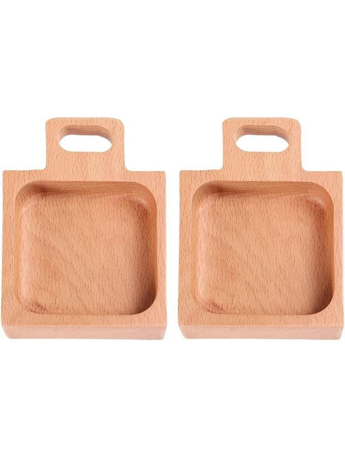 2 Pcs Beech Snack Sauce Wooden Serving Bowls for Entertaining Size 2 - Image 1