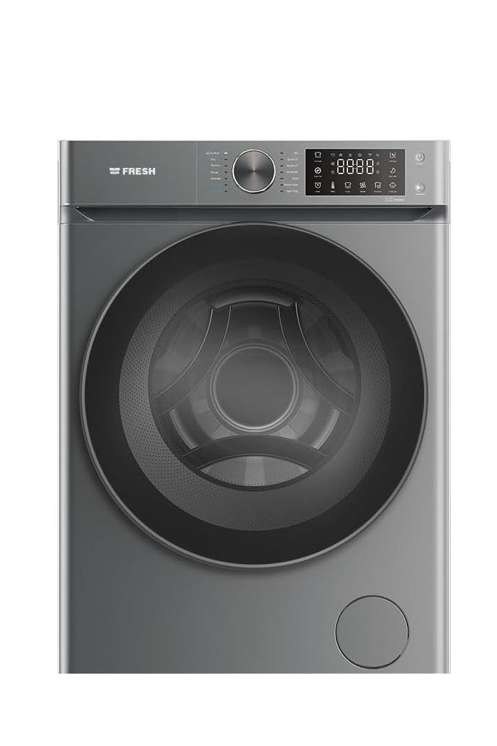فريش غسالة ملابس فول اوتوماتيك بتقنية الانفرتر، تحميل امامي، 8 كجم، فضي غامق