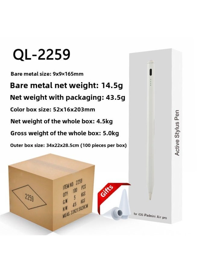 Universal Handwriting Pen Type-C Interface Magnetic Absorption Instant Use Battery Level Display Suitable For Apple Android Capacitive Pen-Color:QL-2259 Four Lamp [iPad Special] 2 Nib  - Image 1