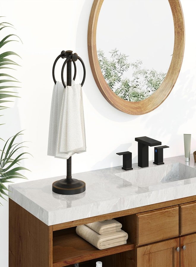 Hoimpro 17 Inch Oil Rubbed Bronze Stainless Steel Free Standing Towel Rack Bar, Double Stand Towel Ring Hand Towel Holder Hanger, Towel Hardware for Bathroom Vanity Kitchen Countertops - Image 2