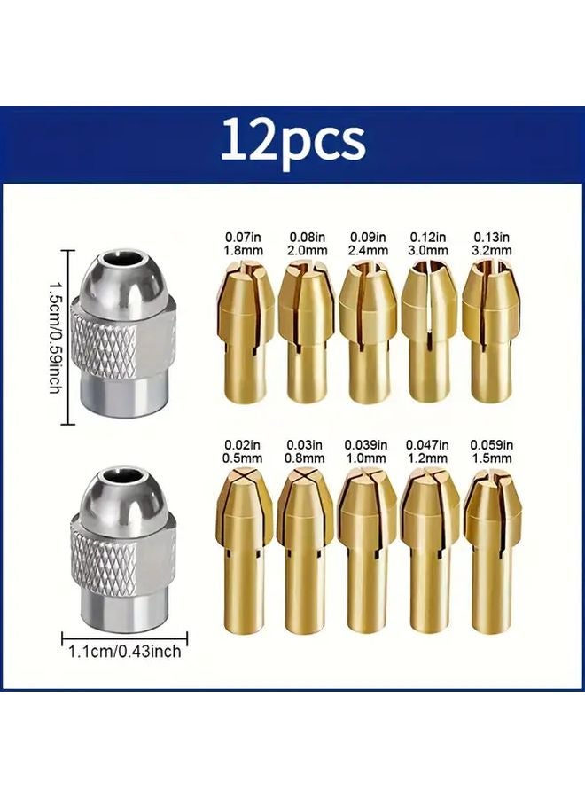 2pc Silver Copper Nut 10pc Copper Core Heavy Duty Electric Drill Chuck Metal Construction Multi Functional For Grinding Polishing - Image 1