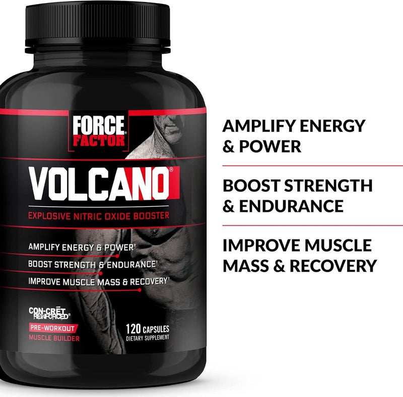 FORCE FACTOR Volcano Pre Workout Nitric Oxide Booster Supplement for Men with Creatine and LCitrulline to Help Boost Nitric Oxide Energy Build Muscle  Improve Blood Flow 120 CountPack of 3 - Image 2