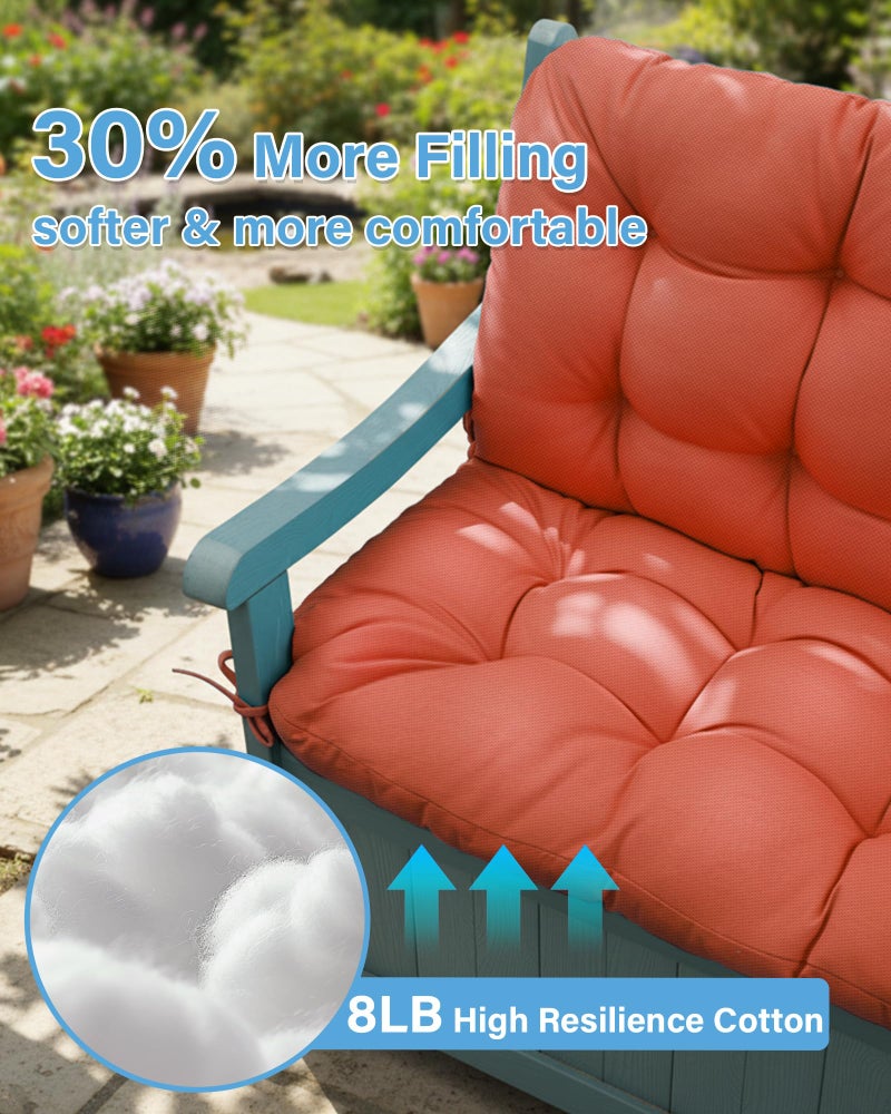 YEFU Porch Swing Cushions for Outdoor: 48 inch 5" Thick Outdoor Swing Cushions with Backrest - 2 Seater with Non-Slip Ties - UV Protection Bench Cushion for Patio - Waterproof & Machine Washable - Image 5