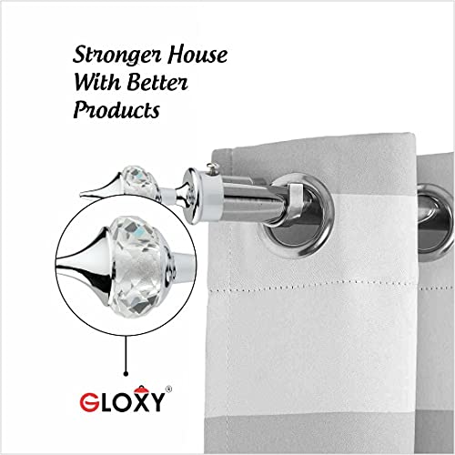 GLOXY ENTERPRISE Aluminum Single Diamond Curtain Brackets Parda Holders with Support Fittings 1 Inch Rod Pocket Finials Designer Door and Window (Silver 4 Pair) - Image 3