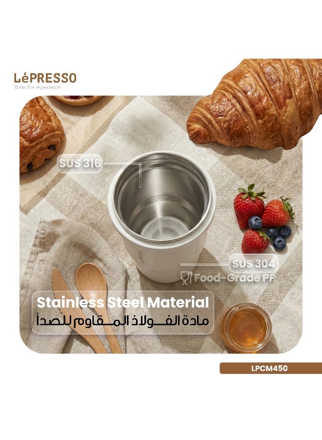 ليبرسو كوب معزول للمشروبات الساخنة والباردة، يحتفظ بالحرارة لمدة 8 ساعات، سعة 450 مل، كوب محمول، كوب سفر للقهوة، مادة فولاذ مقاوم للصدأ - Image 3