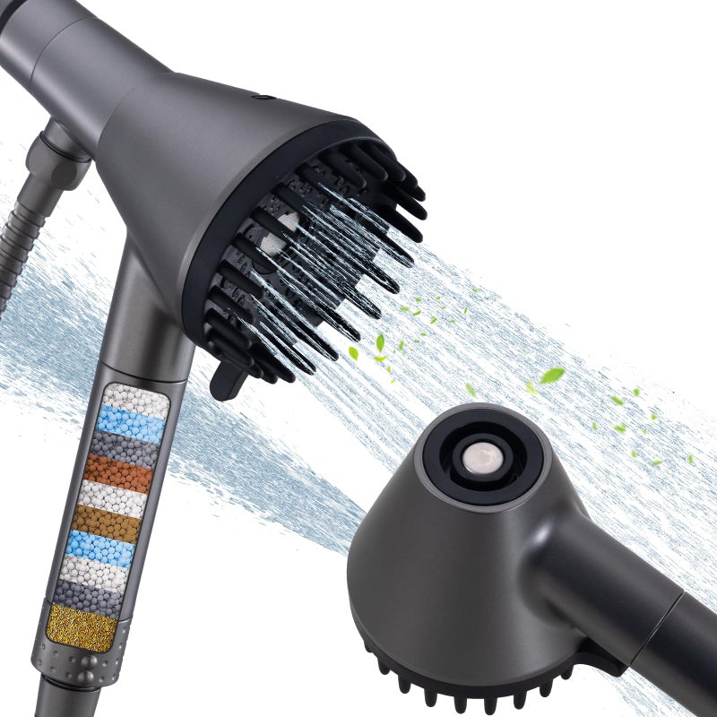 Ryamen 2026 Magnetic Filtered Shower Head with Handheldâ€“ High Pressure Showerhead with Power Wash Mode, Chlorine Removal, Massage Brush, Pressure Adjustable, One-Touch Pause & Stainless Steel Hose - Image 1