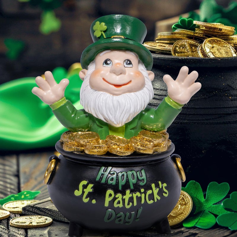 Hodao St Patrick's Day Gnome Decoration Beard Elf for Home Table Figurines Decor St. Patrick's Gifts Luck Green Irish Handmade Gnomes Spring Decortion Gift Decor - Image 5