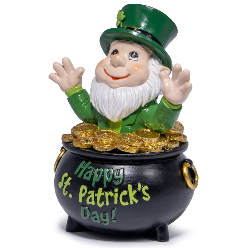Hodao St Patrick's Day Gnome Decoration Beard Elf for Home Table Figurines Decor St. Patrick's Gifts Luck Green Irish Handmade Gnomes Spring Decortion Gift Decor - Image 2