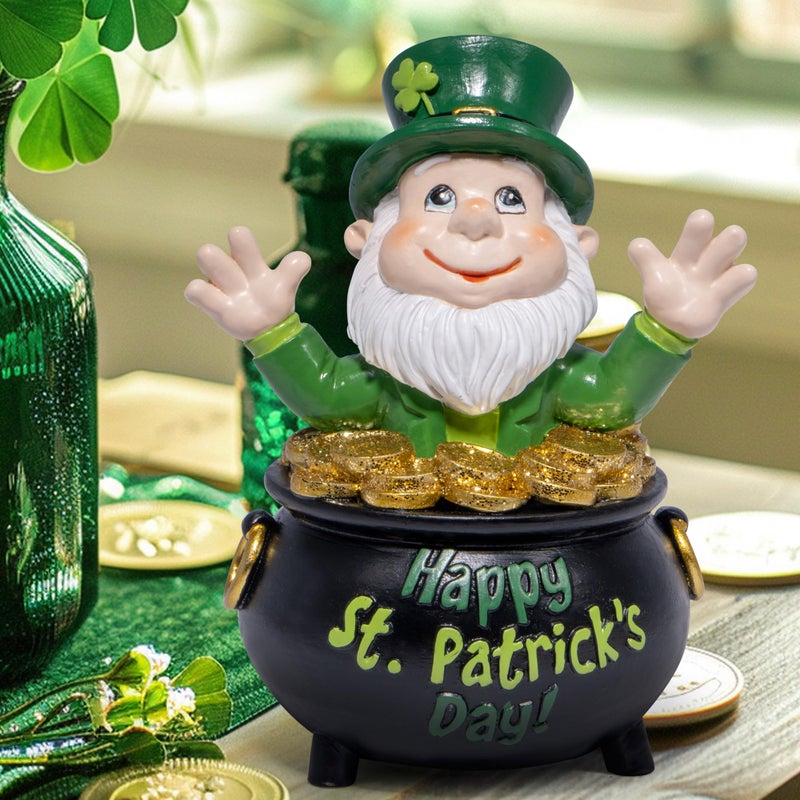 Hodao St Patrick's Day Gnome Decoration Beard Elf for Home Table Figurines Decor St. Patrick's Gifts Luck Green Irish Handmade Gnomes Spring Decortion Gift Decor - Image 4