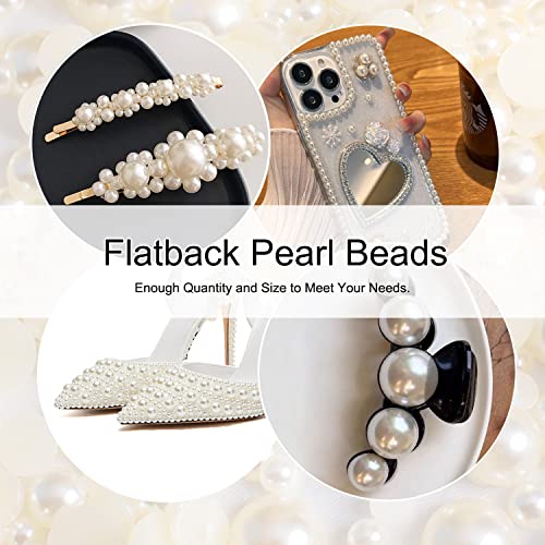Cymtoo Flatback Pearl Bead for Crafts, 5/6/8/10/12mm Half Pearl Beads for Crafting DIY Accessory, Gem Pearls for DIY Craft Decorations Wedding Dress (Ivory) - Image 5