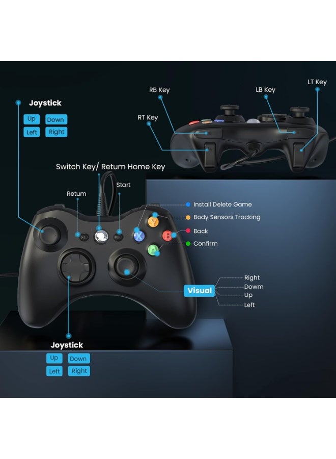 Wired Controller for Xbox 360, Game Controller for 360 with Dual-Vibration Turbo Compatible with Xbox 360/360 Slim and PC Windows 7,8,10,11 - Image 3