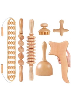 Jourvent 7-in-1 Wood Therapy Massage Tools Massager Wooden Massager for Body Shaping Massage Tool Set Wood Therapy Tools for Relieving Muscle Pain Body Lymphatic Drainage Massager  - Image 1