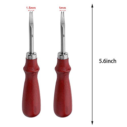 tchrules 2 PCS Leather Edge Skiving Beveler Craft Keen Edge Cutting Leather Burnishing Tool, Leather Edge Skiving DIY Craft Tool for Leather Crafting Working Tools 2 Sizes(1.0 mm&1.5 mm Size) (3#+5#) - Image 2