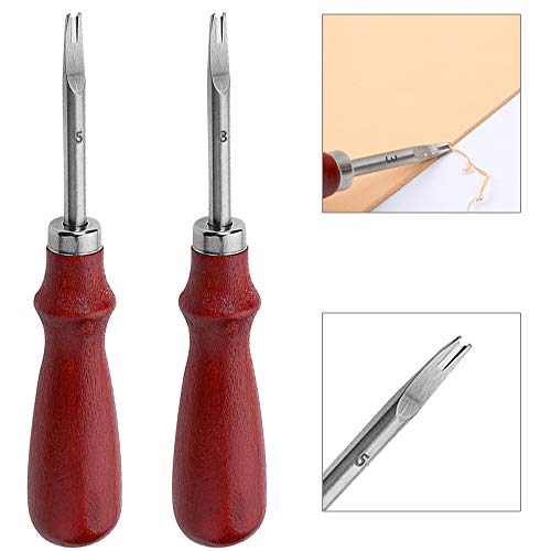 tchrules 2 PCS Leather Edge Skiving Beveler Craft Keen Edge Cutting Leather Burnishing Tool, Leather Edge Skiving DIY Craft Tool for Leather Crafting Working Tools 2 Sizes(1.0 mm&1.5 mm Size) (3#+5#) - Image 1
