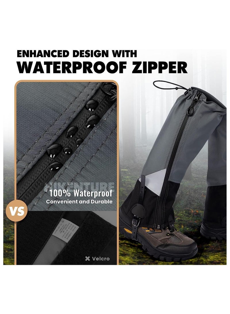 SOLARAE Waterproof Leg Gaiters for Hiking, Lightweight Breathable Boot Gaiters with Upgraded Zipper Design for Hiking Walking Climbing Hunting Skiing, L - Image 3