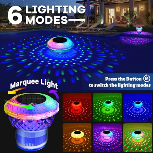 Chsuiwe Pool Chlorine Floater with Marquee Light,Color-Changing Chlorine Floater with Button Control,Floating chlorines Dispenser for Pool,Adjustable Release Solar chlorines floaters for Hot Tub,Blue - Image 3