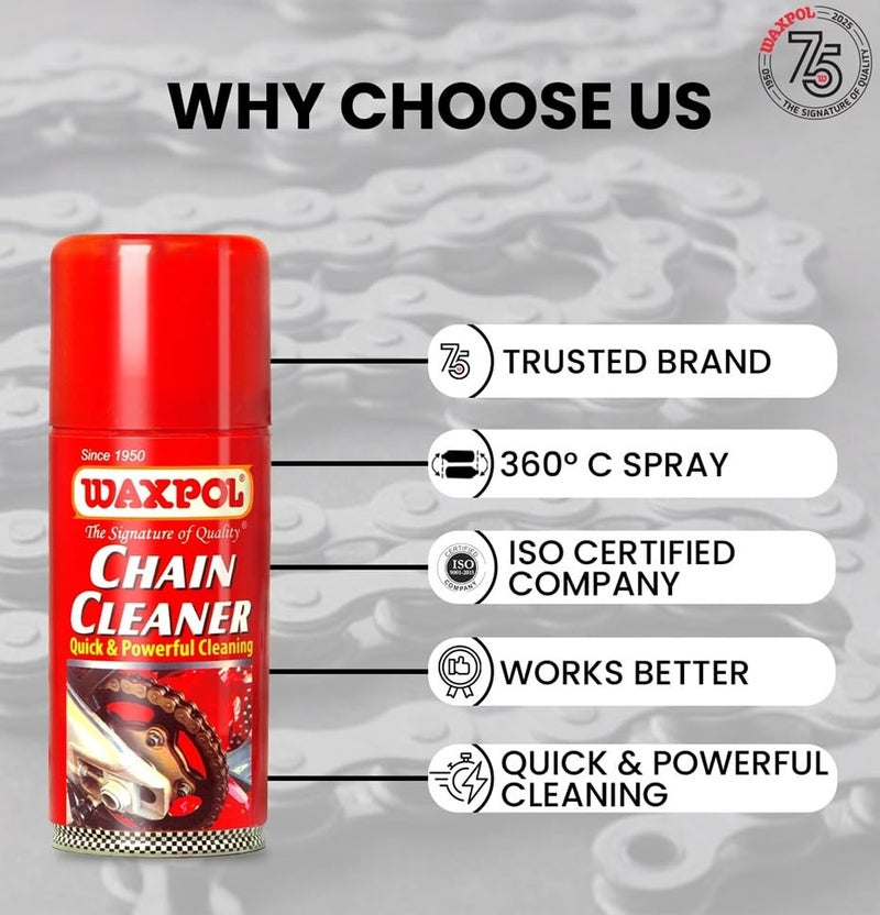 Waxpol Chain Cleaner Spray for Bikes 150ml | Long-Lasting Lubrication | Anti-Rust & Corrosion Protection | High Performance in All Weather | For All Motorcycle Chain Types - Image 4