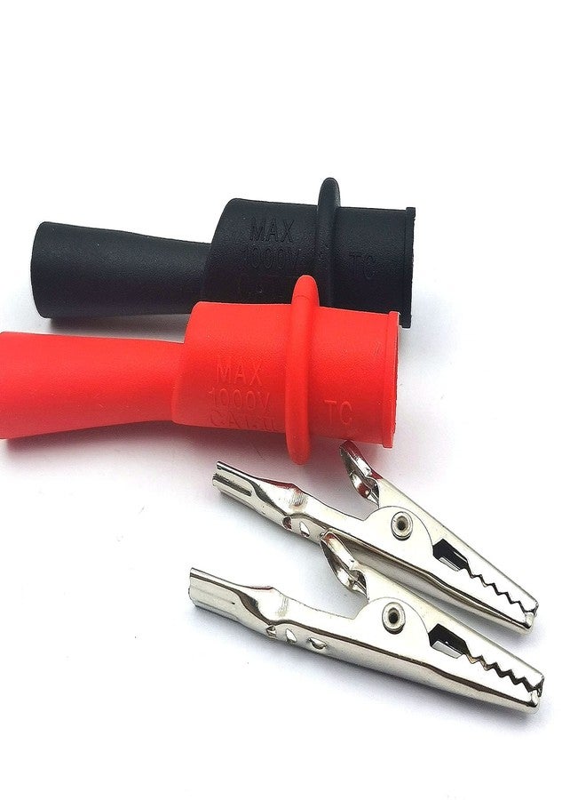 FainWan 2 Pair Silicone Alligator Clips Set, Professional 1000V 10A Alligator Clip Test Kit, Banana Test Lead Probe Clip, Test Extension Compatible with Fluke Multimeter Tester Probe HI - Image 2