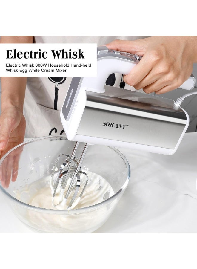 sokany CX-6651W Hand Mixer Electric Handmixer 800W Electric Whisk 5 Speed with Turbo Handheld Mixer - Image 4