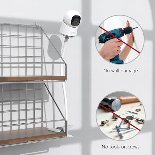 HOLACA Clip Mount for eufy Indoor Cam C210/C220 E30 Stand Bracket with 1/4 Threaded Hole Holder for Crib Nursery Pillars (White) - Image 5