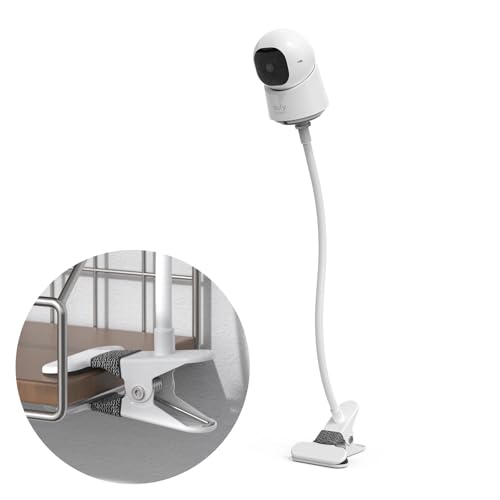 HOLACA Clip Mount for eufy Indoor Cam C210/C220 E30 Stand Bracket with 1/4 Threaded Hole Holder for Crib Nursery Pillars (White) - Image 1