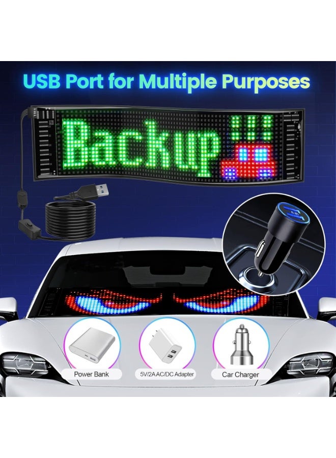 KISSUN Flexible LED Matrix Panel -14.6 "x3.6", 5V USB RGB Digital Signage, Bluetooth APP Control, DIY Programmable Rolling Signage, Suitable for Cars, Stores, Bars, Parties, Festivals - Image 4