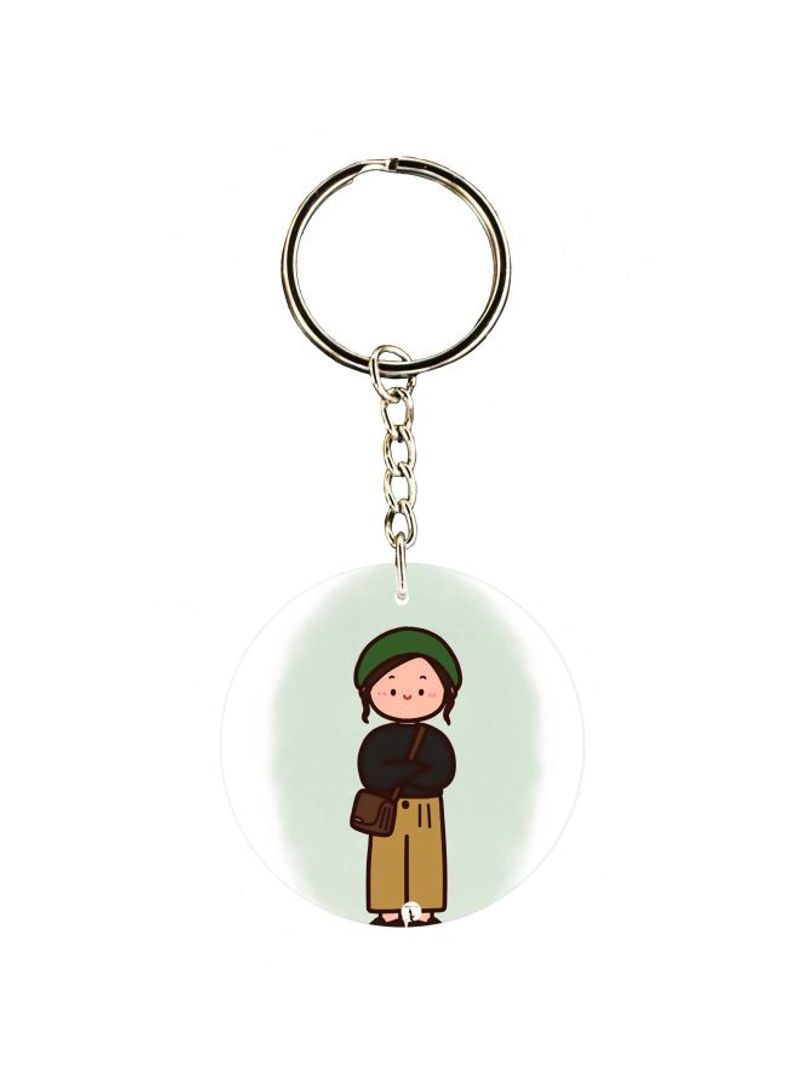 Cartoon Girl Printed Keychain