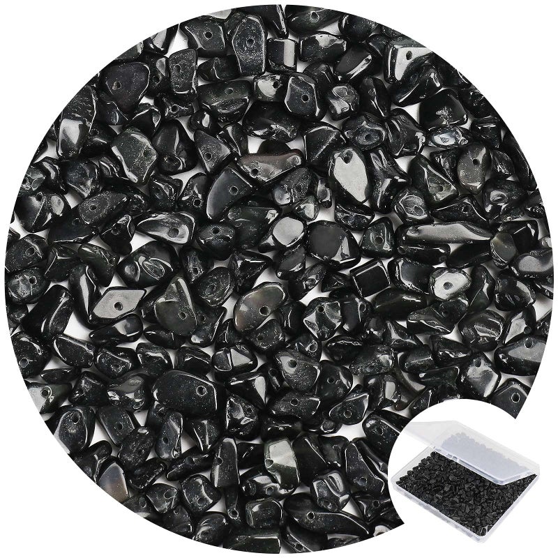 456 PCs Natural Chip Stone Beads 58mm Irregular Multicolor Gemstones Loose Crystal Healing Black Obsidian Onyx Rocks with Hole for Jewelry Making DIY Crafts