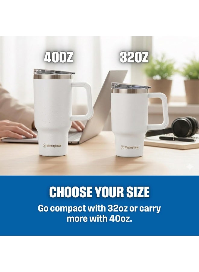 Westinghouse USA 32oz/946ml Double-Wall Stainless Steel Insulated Tumbler | BPA-Free Reusable Cup for Coffee, Water, Iced Tea & More | 6 hrs Hot & 9 hrs Cold | Ideal for Indoor & Outdoor Use | White - Image 4