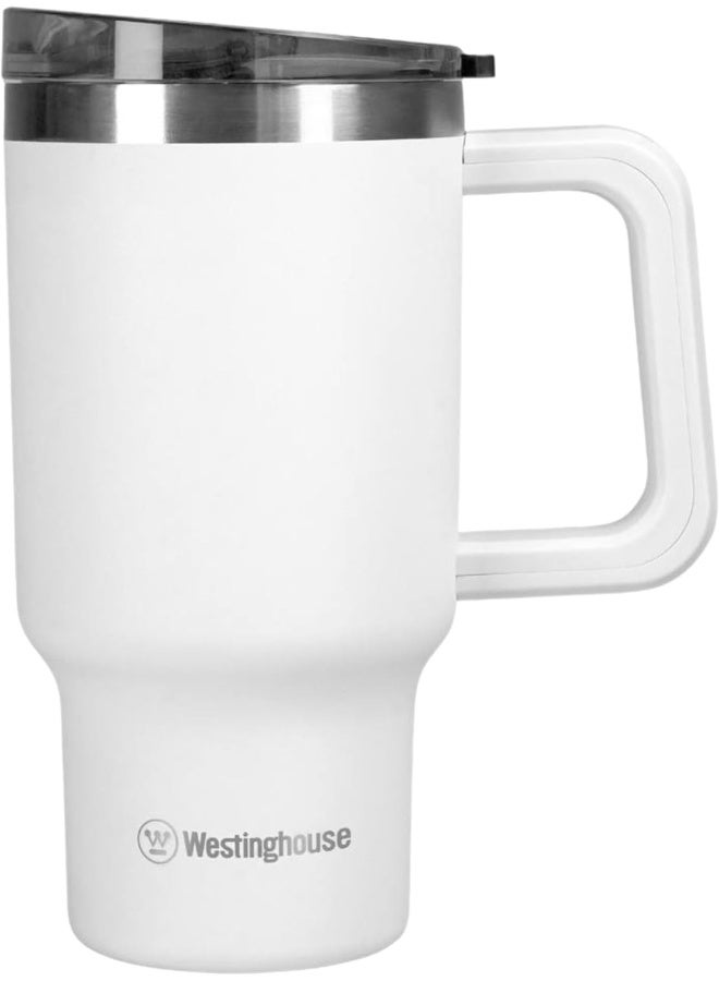 Westinghouse USA 32oz/946ml Double-Wall Stainless Steel Insulated Tumbler | BPA-Free Reusable Cup for Coffee, Water, Iced Tea & More | 6 hrs Hot & 9 hrs Cold | Ideal for Indoor & Outdoor Use | White - Image 1