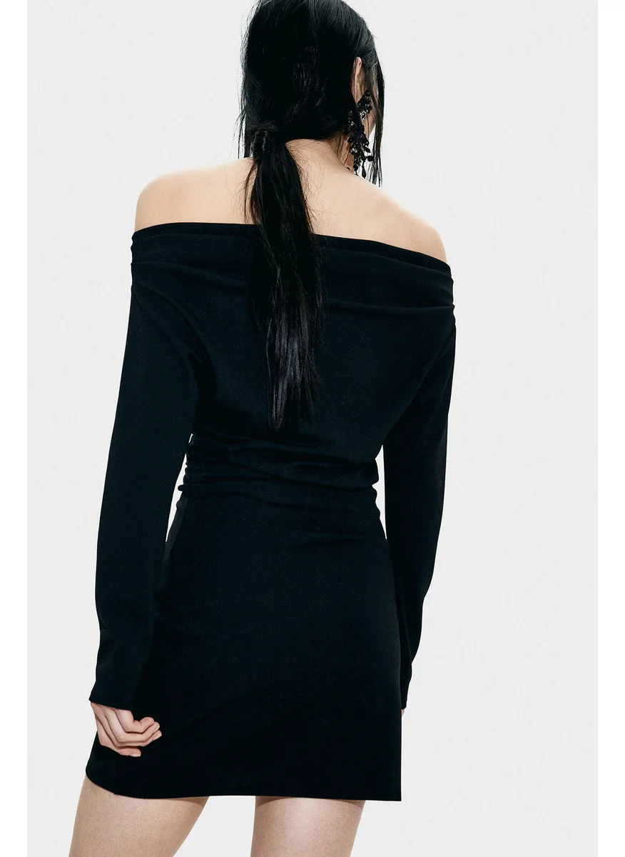 H&M Draped Off-The-Shoulder Dress